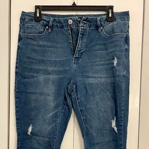 Royalty Curvy Fit Medium Wash Stretch Ripped Skinny Jeans